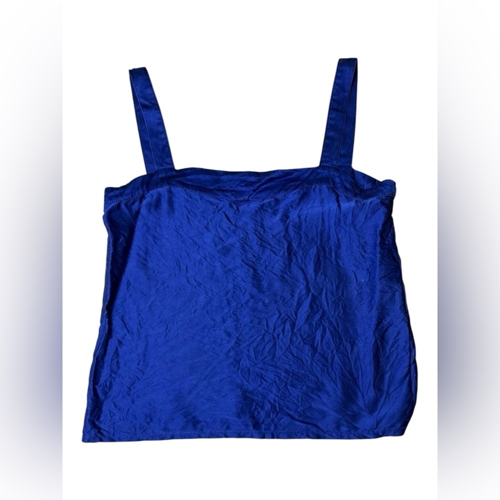 100% silk, vintage blue tank, large